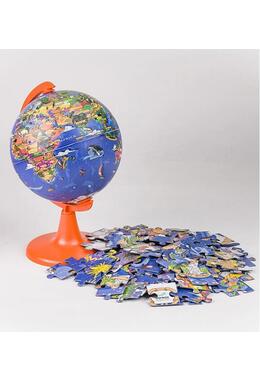 Glob pământesc 15 cm cu puzzle 100 piese încorporat